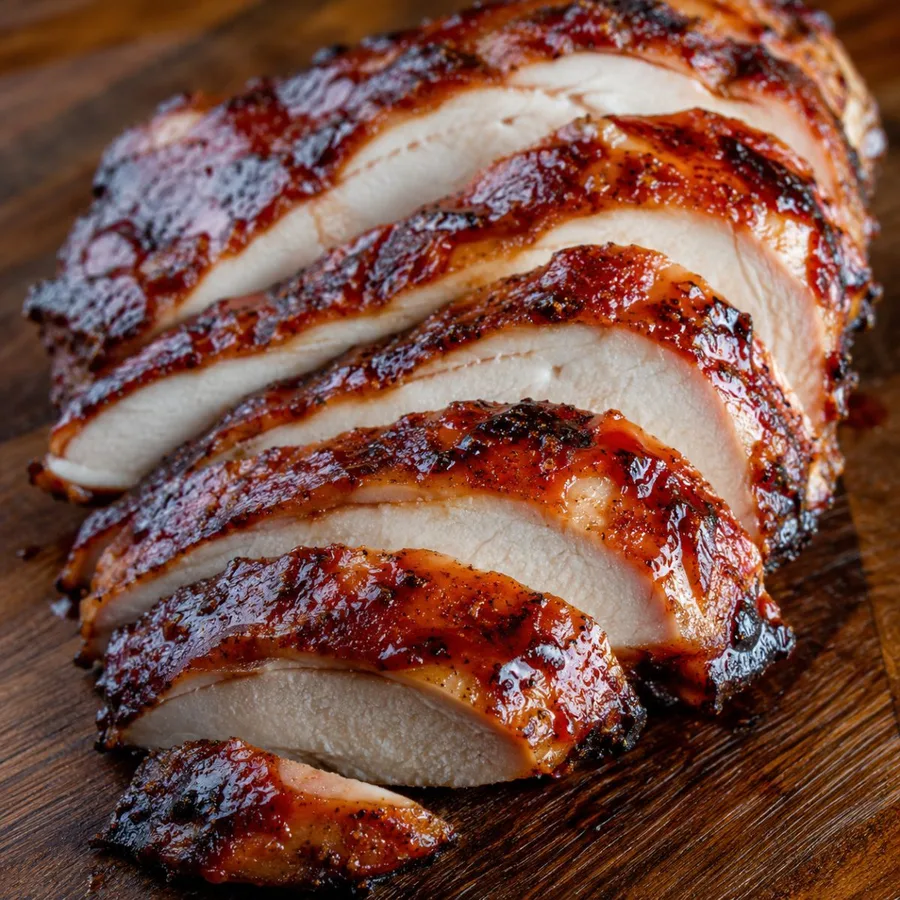 Peito de frango BBQ fumado
